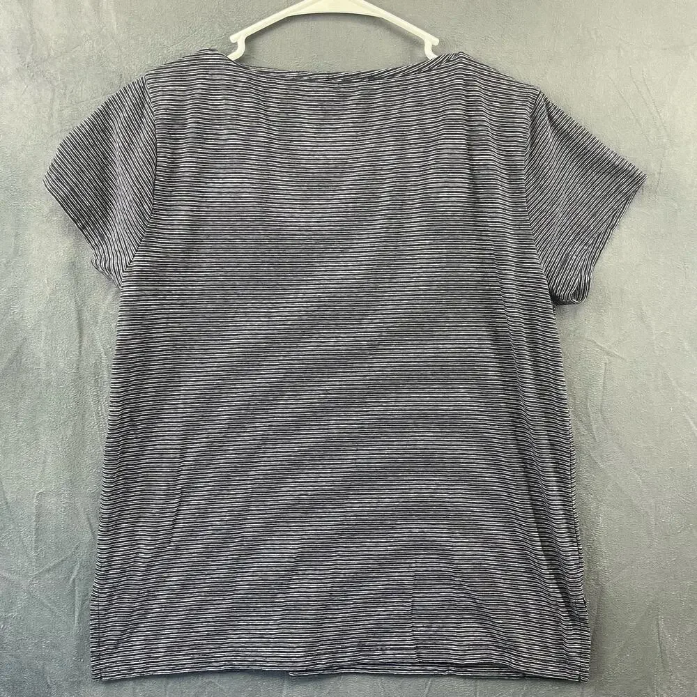 Preppy J. Crew Fitted Shirt Horizontal Matrix Lines Casual Boating Womens Medium